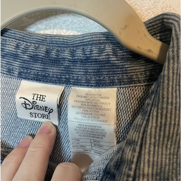 00’s Vintage Pooh Disney “a friendly sort of bear” Ribbed Denim Buttondown Flaw - Picture 6 of 11